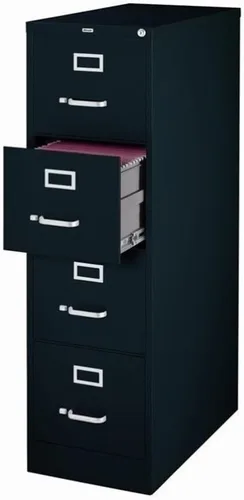 Vista 5 de CommClad Archivador vertical de 4 cajones, 25 pulgadas de profundidad, acero, acabado negro, carpetas colgantes de tamaño carta, diapositivas