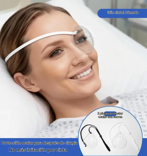 Vista 2 de AMZVIO - 2 protectores de ojos para después de cirugía de cataratas, parche transparente transpirable ventilado con correa ajustable, cubierta