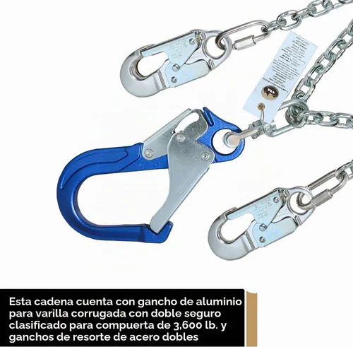 Vista 3 de Conjunto de cadena de posicionamiento de barra de refuerzo AFP con gancho giratorio (aluminio)