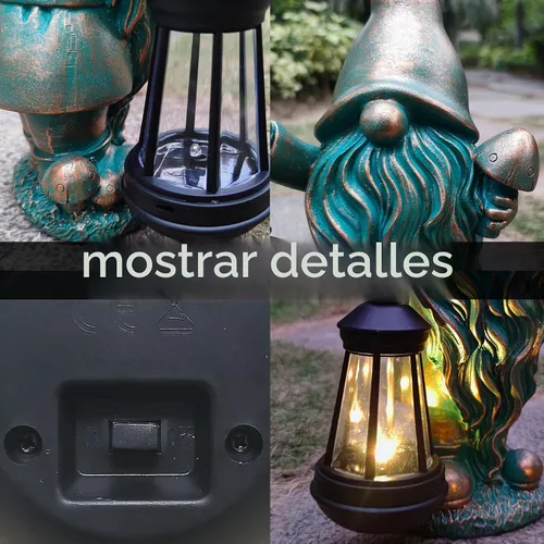 Vista 5 de JOYBEE Estatuas de Jardín Gnomos con Linterna Solar Decoración Exterior - Gnomos Figuras Solares Luces Decoraciones para Patio Jardín Césped Gnomos