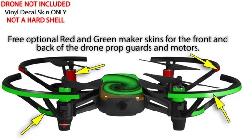 Vista 3 de Skin Wrap 2 Pack para DJI Ryze Tello Drone alecias Swirl 01 verde Drone No Incluidas