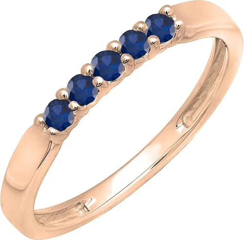 Vista 34 de Dazzlingrock Collection Anillo de boda redondo de 5 piedras preciosas o diamantes para mujer en oro macizo de 10 K/14 K/18 K