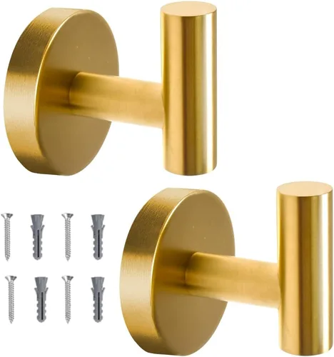 Vista 7 de Vuzvuv Paquete de 2 ganchos de pared mate negros, SUS304 de acero inoxidable impermeable para abrigo y bata, ganchos resistentes para baño, cocina