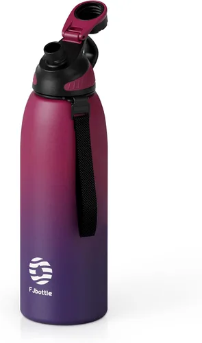 Vista 28 de Fjbottle Botella de agua aislada de acero inoxidable, botellas de agua a prueba de fugas de 32 onzas, vaso reutilizable de hielo, jarra de vacío