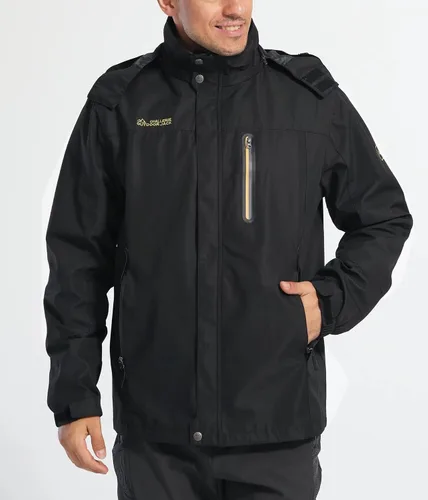 Vista 2 de MAGCOMSEN Mens Hooded Windproof Water Resistant Rain Jacket Windbreaker 5 Pockets for HikingFishingRuning