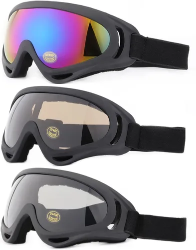 Vista 7 de Gafas de esquí, paquete de 3 gafas de nieve para hombres, mujeres, niños y jóvenes, protección UV400 para esquí y snowboard