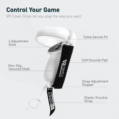 Vista 2 de VR Cover Controller Grips for Meta Oculus Quest 2 (Light Grey)