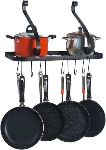 Vista 4 de Ochine Estantes flotantes de pared para cocina, baño, estantes montados en la pared, de madera rústica, estante de especias de cocina con barra