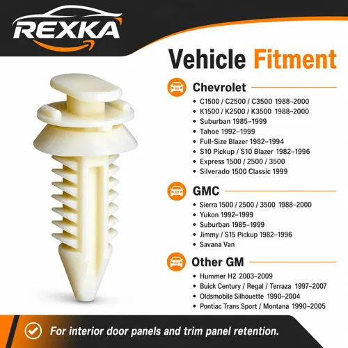 Vista 5 de Rexka 100 piezas de clips de panel de puerta 15545202 compatibles con GM Chevrolet GMC Trucks Chevy Pickup SUV