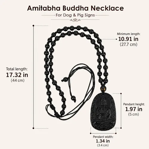 Vista 2 de Obsidian Guardian Buddha Amulet - Zodiac Feng Shui Necklace, symbolizing wisdom and wealth Perro negro y cerdo