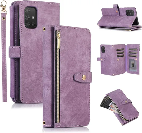 Vista 19 de UEEBAI Funda tipo cartera para Samsung Galaxy S20 FE 5G, Retro 9 ranuras para tarjetero, bolsillo con cremallera, cierre magnético, función atril