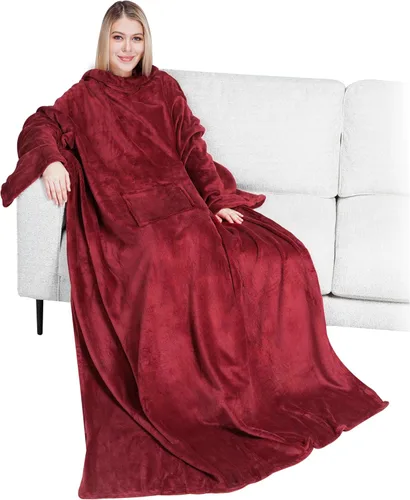 Vista 29 de PAVILIA Wearable Blanket with Sleeves for Adult Women Men, Cozy Fleece Warm Wrap Throw with Arms, Gifts for Christmas, Wife