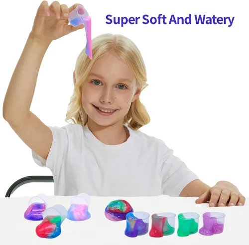 Vista 5 de ZOnFRTO 64 paquetes de masilla Galaxy Slime, recuerdo de fiesta para niños, niñas y niños, adultos, no pegajoso, sin perfume, alivio del estrés