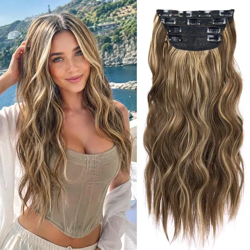Vista 18 de Extensiones de cabello lacio con clip, suaves y gruesas (20 pulgadas, 4 unidades, 16H613#)