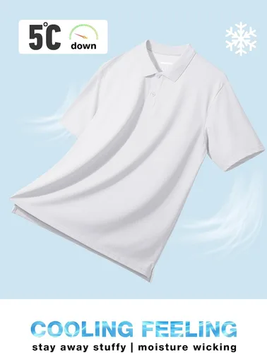 Vista 4 de MAGCOMSEN Polo de manga corta para hombre, polo de golf, de algodón, piqué, de tenis, camisa ligera e informal