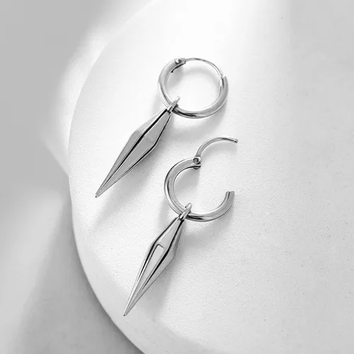 Vista 3 de HZMAN Pendientes de gota punk góticos de acero inoxidable para hombres y mujeres