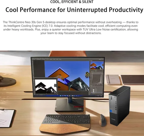 Vista 5 de Lenovo ThinkCentre - Escritorio empresarial de factor de forma pequeño, Intel Core i7-13620H de 13ª generación, DDR5 de 32 GB, SSD de 1 TB, HDMI