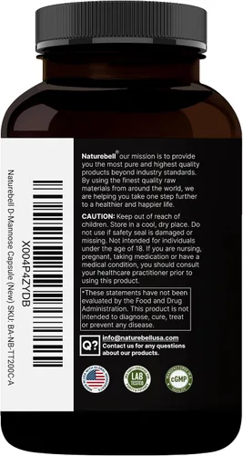 Vista 8 de NatureBell Cápsulas de D-manosa de 500 mg (2,000 mg por porción) 240 cápsulas vegetales + concentrado de arándano de 40 mg – Pastillas de acción