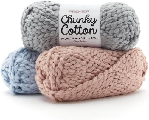 Vista 3 de Premier Yarns Hilo de algodón grueso, hilo ideal para tejer y tejer, hilo súper voluminoso, lavable a máquina, Purple Haze, 3.5 onzas, 50 yardas