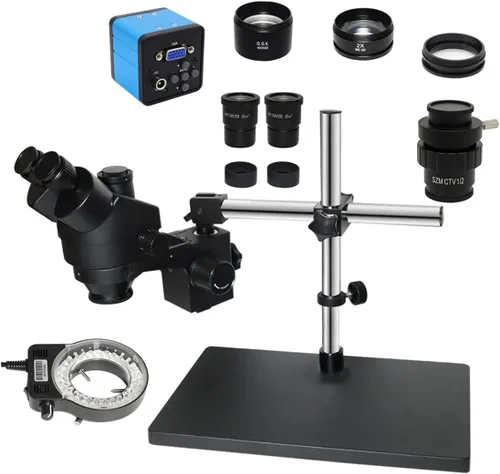 Vista 7 de Kit de accesorios para microscopio, 38 MP H_DMI digital USB 3.5X-90X simul-Focal Trinocular estéreo, microscopio de la industria para reparación