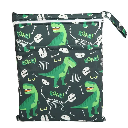Vista 24 de Wet Bag - Bolsa de pañales de tela para bebé, reutilizable, lavable, con dos bolsillos con cremallera (mapache animal)