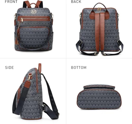 Vista 30 de MKP COLLECTION Mochila de moda para mujer, bolsa convertible grande para mujer, mochila de viaje, bolsa de hombro, juego de 2 piezas con borla, Beige