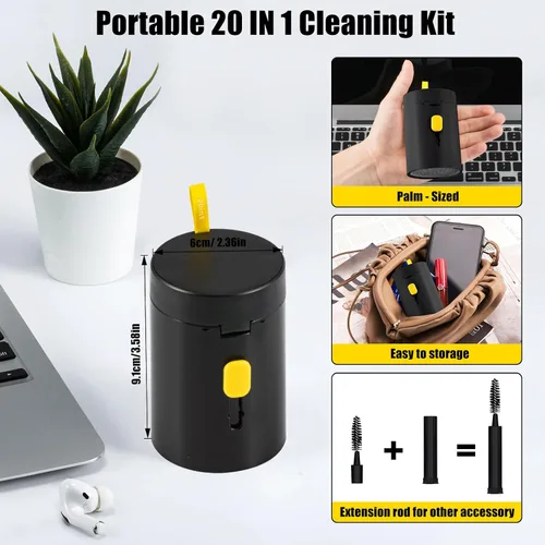 Vista 6 de walrfid Kit de Limpiador de Pantalla de Laptop y Teléfono, Spray de Limpieza con Cepillo para Teclado de Computadora para iPhone AirPods MacBook