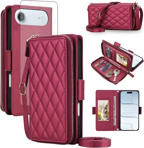 Vista 72 de Asuwish Funda compatible con iPhone 6/6s/7/8/SE 2020 2022 con cremallera y bloqueo RFID, protector de pantalla, correa cruzada i6 i7 i8 7s 8s SE2020