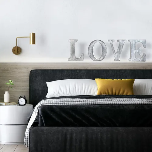 Vista 6 de Letras de madera rústica sin terminar de 8 pulgadas para decoración de pared, letras decorativas de pie en rodajas, decoración de tablero