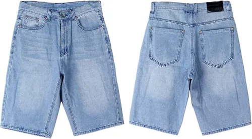 Vista 6 de Kinghua Pantalones cortos de mezclilla holgados para hombre, estilo casual, ajuste holgado, hip hop, monopatín