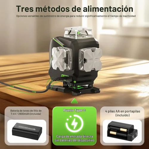 Vista 6 de Huepar Nivel láser S04CG 4D 360 autonivelante con poste de nivel láser profesional de 12 pies/3,7 M