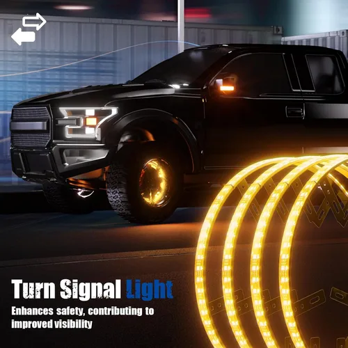 Vista 4 de Luces de rueda SUNPIE para camiones, luces de anillo de rueda de color de ensueño para coches con amplio ángulo para SUV con llanta de 17 pulgadas