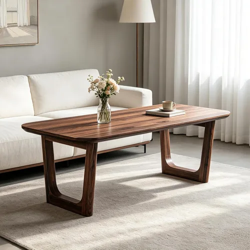Vista 10 de ACCOHOHO Mesa auxiliar moderna de mediados de siglo para sala de estar, mesa auxiliar rectangular grande de madera de 51.2 pulgadas con patas