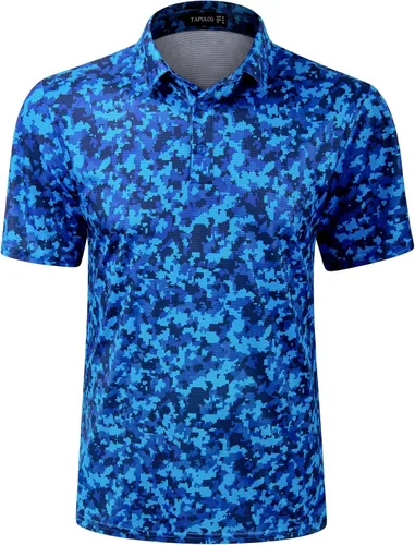 Vista 18 de TAPULCO Camisetas tipo polo de secado rápido para hombre, diseño de camuflaje, atléticas, ligeras, transpirables, casuales, para golf