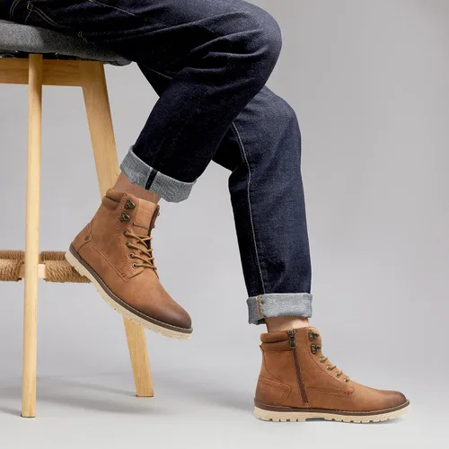 Vista 2 de Vostey - Botas tobilleras con cordones (Chukka), de senderismo, impermeables y estilo informal para hombre