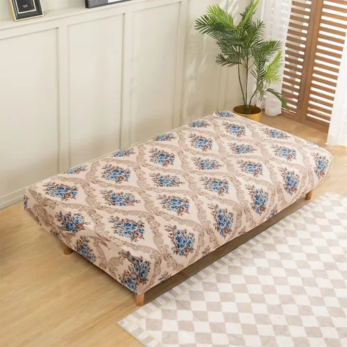 Vista 3 de MIFXIN Funda plegable para futón sin brazos, tela elástica y lavable, protector de muebles para sala de estar, niños y mascotas (beige amarillo)