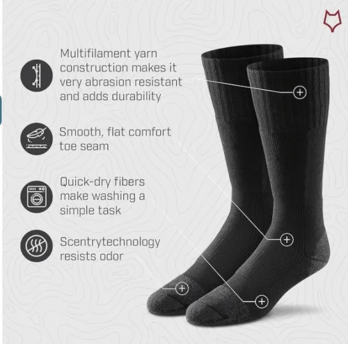 Vista 4 de Fox River - Calcetines tácticos militares para botas, peso medio, media pantorrilla, secado rápido, fibras de secado rápido, absorción de impactos