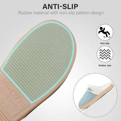 Vista 6 de NineCiFun Pantuflas para mujer, cómodas, ligeras, para casa, sin cordones, de espuma viscoelástica, para dormitorio, para interiores y exteriores