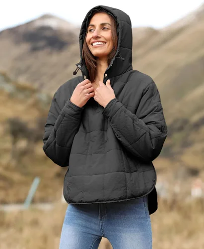 Vista 6 de QIBABU Chaqueta acolchada con capucha de gran tamaño para mujer, ligera, acolchada, manga larga, abrigo de invierno cálido