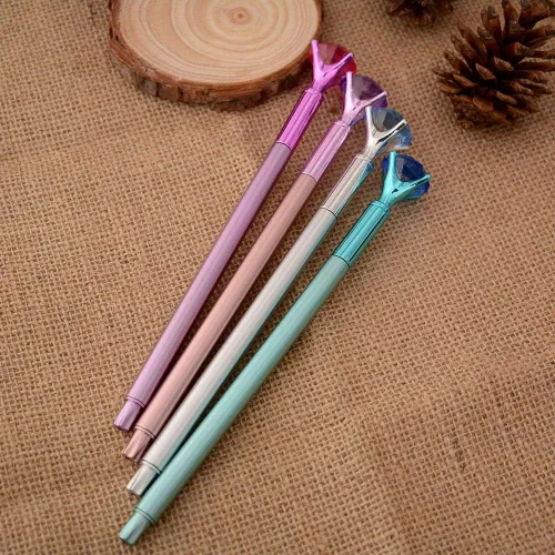 Vista 4 de 8 bolígrafos de diamantes Kawaii, bolígrafo de cristal grande con diamantes de cristal brillante, bolígrafo metálico con tinta de gel, bolígrafos