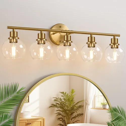 Vista 24 de Indoi Juego de 2 apliques de pared negros mate, lámparas de tocador de vidrio transparente con base E26, luces de pared reversibles arriba o abajo