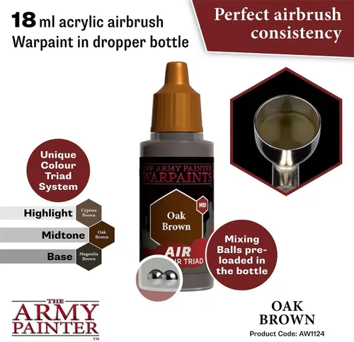 Vista 2 de The Army Painter Warpaint Air Oak Brown - Pintura acrílica no tóxica a base de agua muy pigmentada para juegos de rol de mesa, juegos de mesa