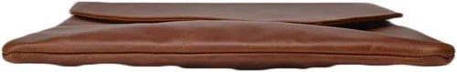 Vista 6 de Maletín de cuero para hombre, bolso de mano con solapa tipo sobre, Marrón