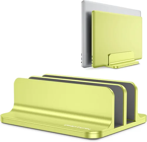 Vista 15 de OMOTON Soporte vertical para computadora portátil [versión doble actualizada], soporte de escritorio de aluminio para Mac Book con base ajustable