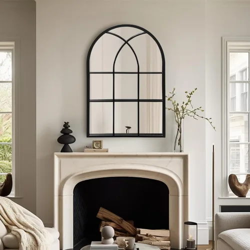 Vista 3 de Dewfig Espejo de Pared con Ventana Arqueada, 30"x20" Espejos de Panel de Ventana, Espejos de Tocador para Baño, Dormitorio, Entrada, Sala de Estar