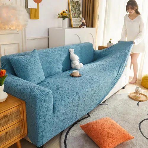 Vista 3 de vctops Funda elástica de jacquard geométrico bohemio para silla, súper suave, 1 pieza, de forro polar, protector de muebles antideslizante