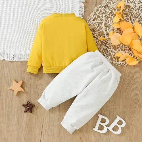 Vista 10 de Ropa para bebé niño pequeño, conjuntos de otoño e invierno, sudadera de manga larga con oso y pantalones, conjunto de 6 meses a 2 años