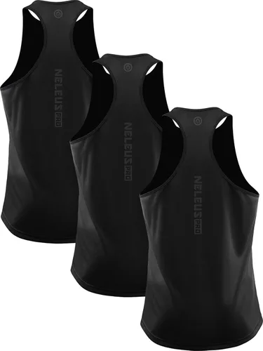 Vista 11 de NELEUS - Paquete de 3 camisetas sin mangas, con espalda en Y, Dri-Fit, para hombre, para gimnasio