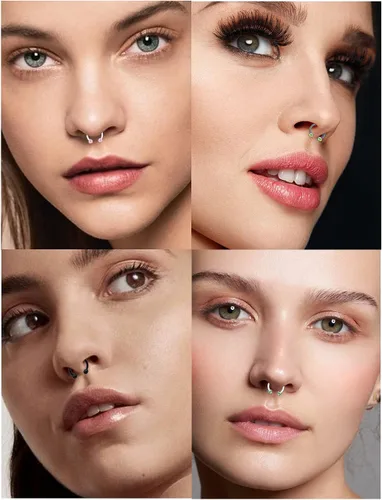 Vista 4 de Cisyozi Anillos de tabique de plástico transparente 16G, joyería para cirugía, herraduras, tabique flexible, nariz, ceja, labio, cartílago, hélix