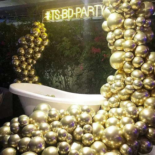 Vista 8 de PartyWoo 100 globos dorados metálicos y 6 globos de estrella dorados